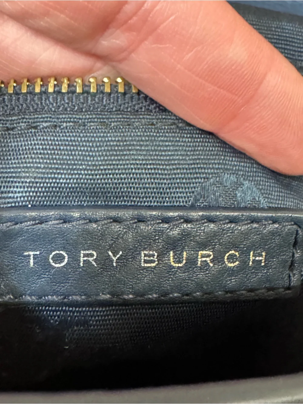 Tory Burch Blue Quilted Leather Shoulder Bag with Chain Strap See Photos